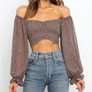 Off Shoulders Crop Top with Tie